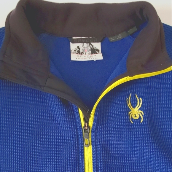 Spyder Waffle Knit Pull Over 1/4 Zip Mens Size Medium Blue EUC - Picture 3 of 6
